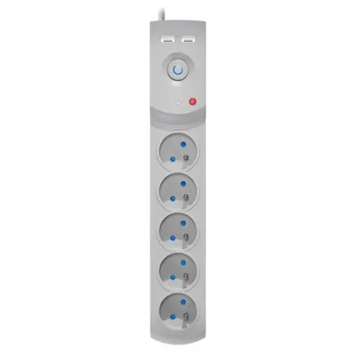 Prelungitor electric 3m, 230V, 3x1mm ², numar prize 230V x 5buc. E USB 2.0, IP20