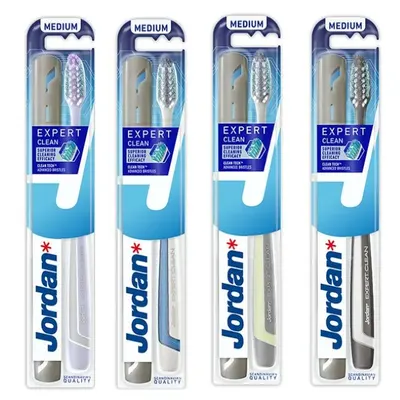 Jordan Expert Clean Periuță de dinți antiplacă cu cutie, Medium, sortiment