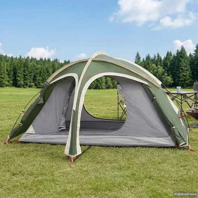 vidaXL Cort de trekking cu prelată rezistent la apă 2 persoană Verde