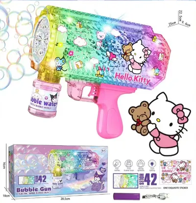 Jucarie Bubble Gun Hello Kitty, cu acumulator, si lumini, Engros