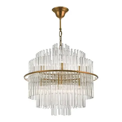 Lampa suspendata Lukas 13 Light Pendant Brushed Antique Gold And Clear Glass