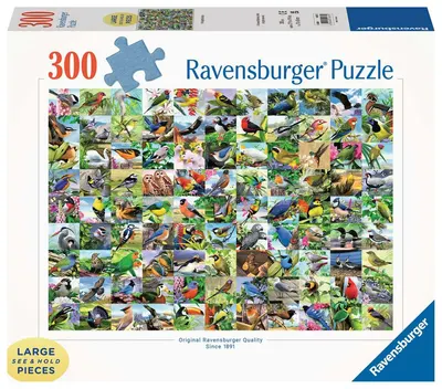 Puzzle Ravensburger din 300 XXL piese - 99 de păsări minunate