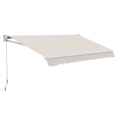 Outsunny Copertina pentru soare cu brate si actionare manuala, din aluminiu si poliester pentru exterior, 200x250 cm, alb crem | AOSOM Romania