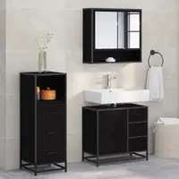 vidaXL Set de mobilier pentru baie 3 buc. Stejar Negru 65 x 33 x 60 cm