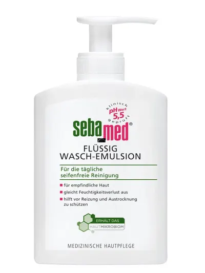 Sebamed Gel de curatare pentru fata si corp cu pompa 200 ml Flussig Wasch-Emulsion