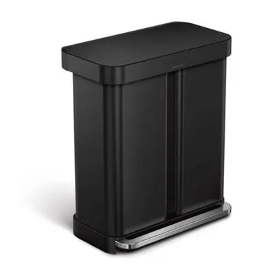Coș de gunoi negru mat pentru reciclare/cu pedală 34+24 l din oțel – simplehuman