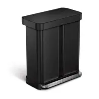 Coș de gunoi negru mat pentru reciclare/cu pedală 34+24 l din oțel – simplehuman