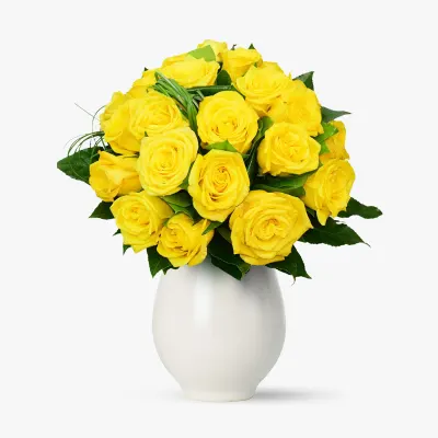Buchet de 21 trandafiri galbeni