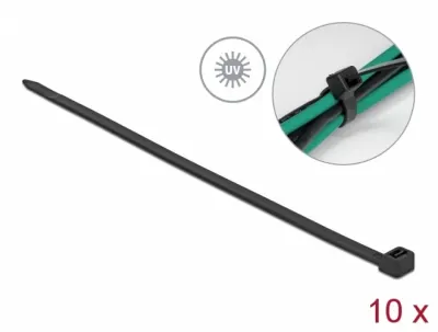 Set 10 buc bride rezistente la UV - L 1220 x W 9.0 mm negre, Delock 19564