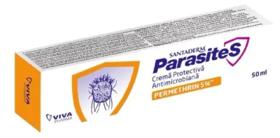 Crema protectiva antimicrobiana cu Permetrina 5%, Parasites 50ml - Viva Pharma
