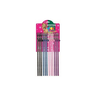 Zgarda caini, rosie, din piele sintetica cu desene in relief si clopotel, 1 cm x 30 cm
