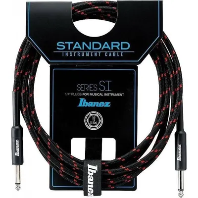 Cablu pentru chitară Ibanez - SI10 BW, 6.3 mm, 3 m, negru/roșu