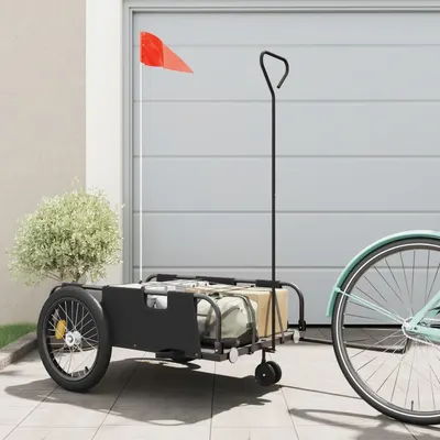 Gossi remorca de bicicleta, negru, textil oxford si fier