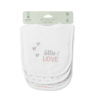 Set 3 bavete bumbac, Lorelli, inchidere cu velcro, potrivit pentru hranire si in perioada eruptiei dentare, Pink