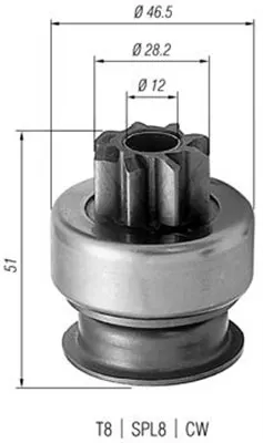 Pinion Electromotor Potrivit Hyundai Accent, Galloper I, H-1, H-1 Starex, H100, Lantra I, Sonata Ii, Sonata Iii, Sonata Iv, Terracan; Kia Sorento I 1.3-3.5 01.83