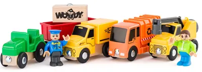 Set Woody - Mașini urbane pentru trenuleț din lemn, 8 piese