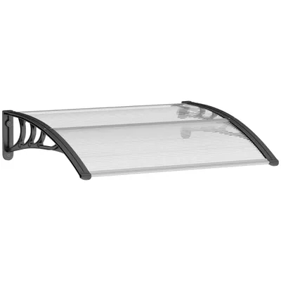 Outsunny Copertină Usa din Policarbonat, Acoperiș pentru Ușă sau Fereastră Impermeabilă Anti-UV, 75x120x23cm, Transparent si negru| Aosom Romania