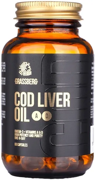 Cod Liver Oil + A + D, 60 capsule, Grassberg