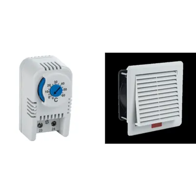 Pachet Termostat Mecanic 0-60°C si Ventilator cu Filtru 260x260mm 240m3/h