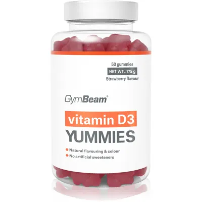 GymBeam Vitamin D3 Yummies bomboane tip jeleu pentru funcționarea normală a sistemului imunitar, sănătatea oaselor, a dinților și activitatea musculară 175 g
