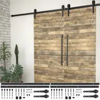 Gossi seturi de feronerie usi glisante, 2 buc., negru, 200 cm, otel