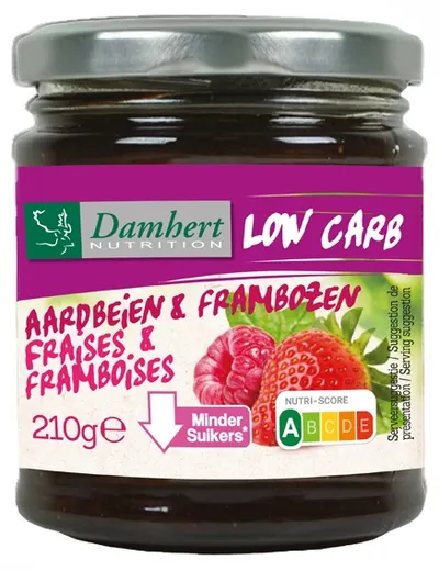 Dulceață Low Carb de zmeură și căpșuni, 210 g, Damhert