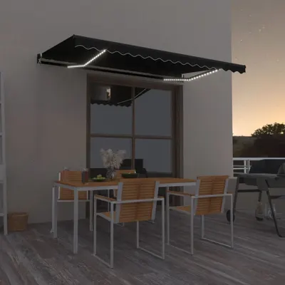 vidaXL Copertină retractabilă manual LED, antracit, 400x350 cm