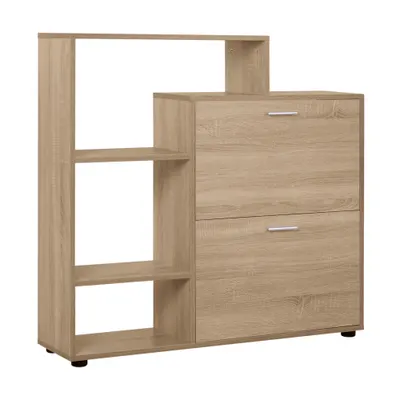 HOMCOM Dulap Pantofi Design Modern 20 Perechi pentru Hol in Lemn 101,5 x 25,5 x 98 cm | Aosom Romania