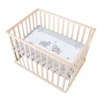 Țarc pentru copii în culoare naturală cu roți 100x75 cm Jumbo Twins – Roba