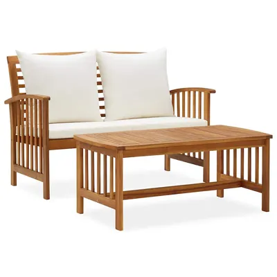 vidaXL Set mobilier de grădină cu perne, 2 piese, lemn masiv de acacia