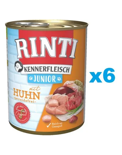 RINTI Kennerfleish Junior Chicken 6x400 g cu pui pentru catei
