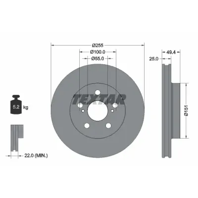 Disc frana TEXTAR 92301703