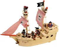 Jucarie din lemn Bigjigs - Corabia piratilor Paragon, cu echipaj