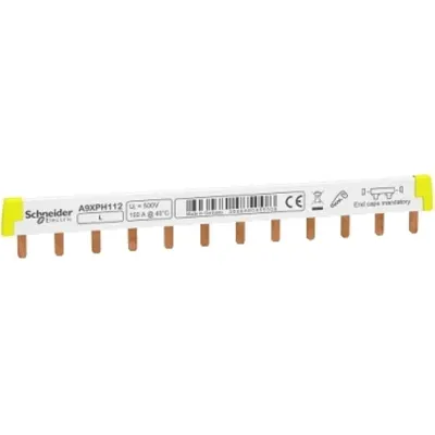 Acti9, Bare Colectoare Tip Pieptene, 1L, Inclinare 18mm, 12 Module, 100A
