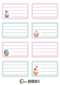 Set etichete școlare Rainbow - Cupcakes, 24 bucăți