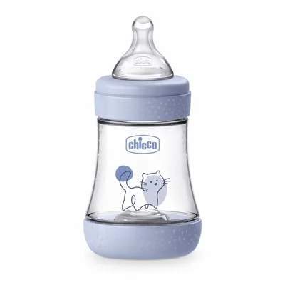 Biberon Chicco Perfect5 150ml, biofunctional, anti-colici, tetina silicon, flux lent, baiat, 0luni
