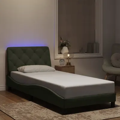 vidaXL Cadru de pat cu LED fără saltea, gri deschis, 90x190 cm, catifea