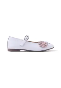 Balerini din piele cu detaliu cu model floral Oldeani - Alb