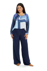 Pantaloni dama palazzo ERT22V205 bleumarin, Eranthe | marimea M