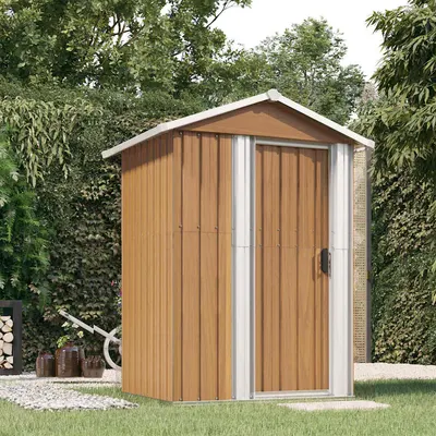 vidaXL Șopron de grădină, maro, 126x97,5x177 cm, oțel galvanizat