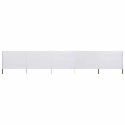 vidaXL Paravan anti-vânt cu 5 panouri alb nisipiu 600 x 160 cm textil