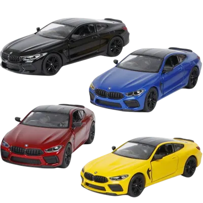 Masinuta BMW M8 sport, die-cast, scara 1 la 38, pull-back, usi mobile, lungime 12.5 cm