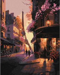 Set pentru pictură după numere Ideyka - Strada pariziană, 40 x 50 cm