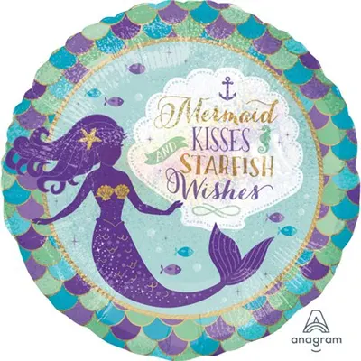 Balon folie sirena wishes & kisses 45 cm Amscan AM3779901