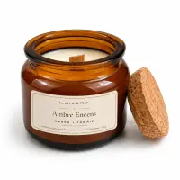 Lumânare parfumată din ceară de soia Ambre Encens - Ambră și Tămâie 90 g - Verde salvie