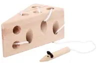 Joc de înșirat din lemn cu picior mic - Brânză cu mouse