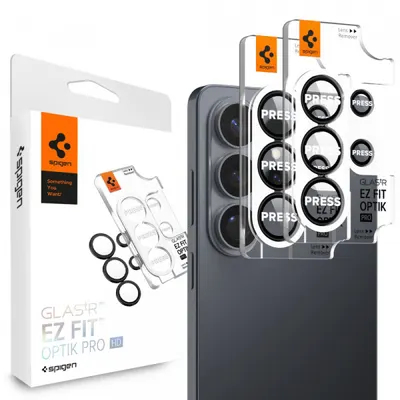 Folie de protectie Camera Spate Spigen GlastR EZ FIT Optik Pro HD pentru Samsung Galaxy S26 Ultra S948, Sticla Securizata, Set 2 bucati, Neagra