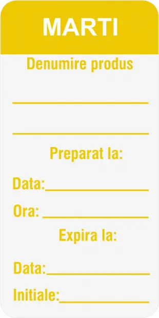 Etichete personalizate, MARTI - Zilele Saptamanii 25x54 mm, 1000 buc rola