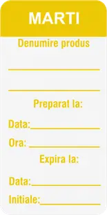 Etichete personalizate, MARTI - Zilele Saptamanii 25x54 mm, 1000 buc rola