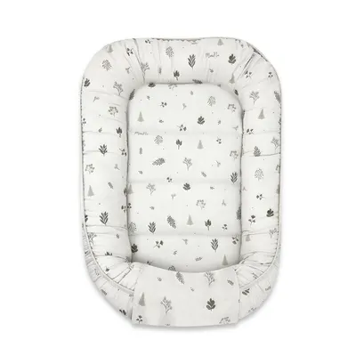 Cosulet bebelus, MimiNu, Pentru dormit, Baby Cocoon 75x55 cm, Husa 100% bumbac, Din bumbac certificat Oeko Tex Standard 100, Leaves